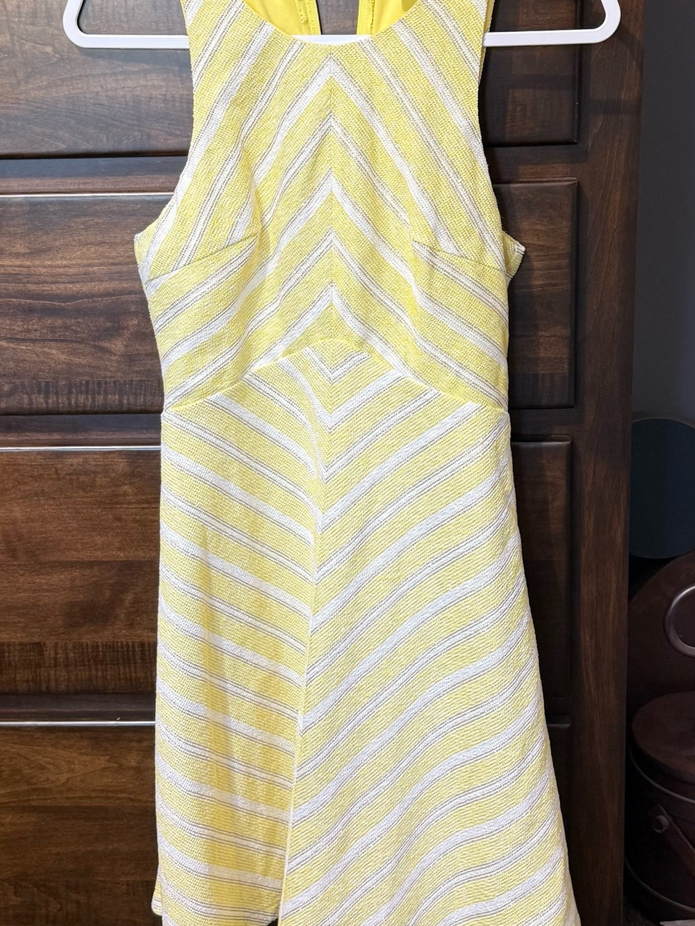 miami Yellow and White Striped Sleeveless Maxi Dress